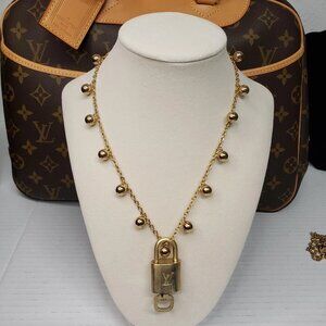 Authentic Louis Vuitton Lock&Key w/ Unbranded Golden Balls Stainless Steel Chain